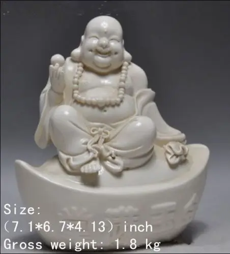 7.1 inch / Exquisite Chinese Dehua white porcelain wealth happy Maitreya Buddha auspicious statue
7.1 inch / Exquisite Chinese Dehua white porcelain wealth happy Maitreya Buddha auspicious statue