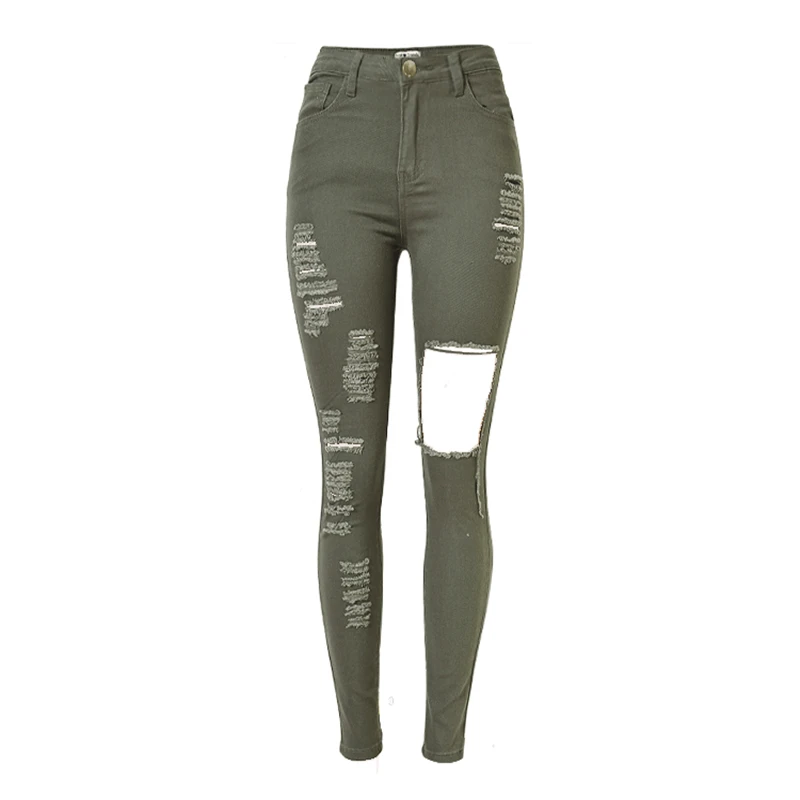 Army Green Cool Jeans Women High waist Ripped Hole Jeans Casual Elastic Skinny Denim Pants Female
Army Green Cool Jeans Women High waist Ripped Hole Jeans Casual Elastic Skinny Denim Pants Female