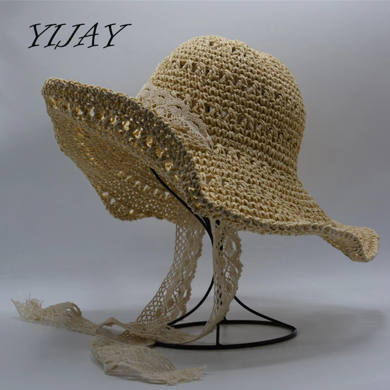 Women summer large brim foldable sun hats handmade crochet straw beach hat sun protection hat female with long strap
Women summer large brim foldable sun hats handmade crochet straw beach hat sun protection hat female with long strap