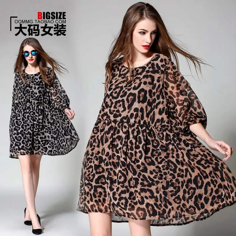 Plus Fertilizer to Increase the Code Spring Women's New 2018 Leopard Loose Thin A Word Chiffon Dress
Plus Fertilizer to Increase the Code Spring Women's New 2018 Leopard Loose Thin A Word Chiffon Dress