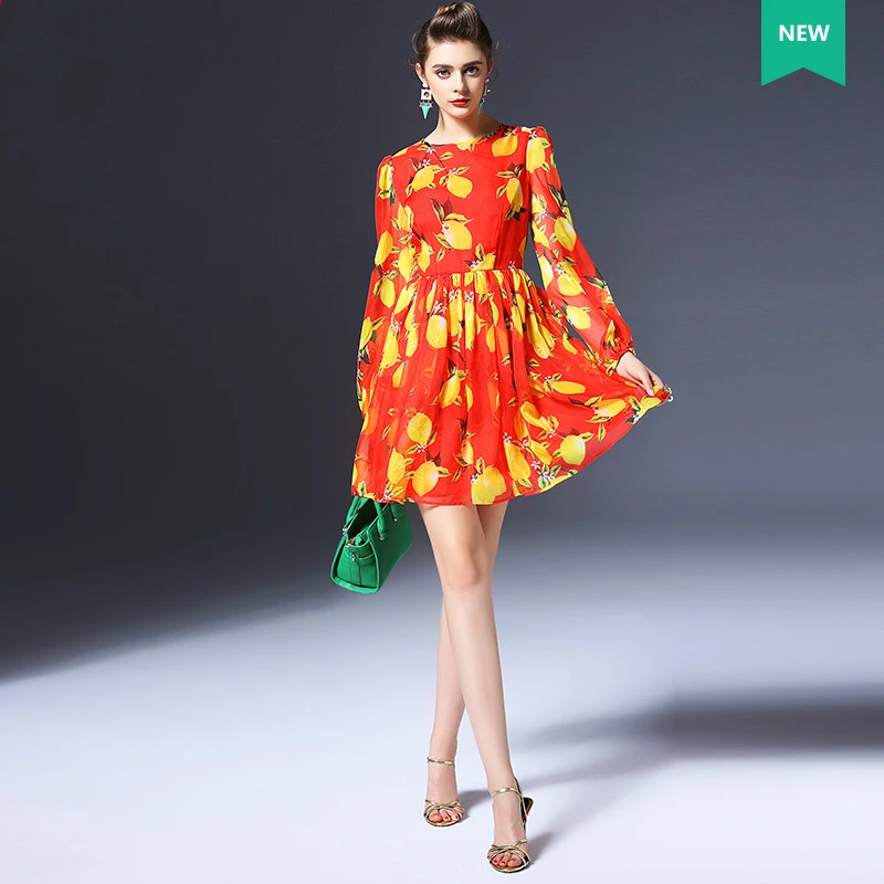 2017 Summer Autumn Women Celebrity Runway Casual Plus Size Long Sleeves mini dress Lemon Print Chiffon Vestido Beach Dresses
2017 Summer Autumn Women Celebrity Runway Casual Plus Size Long Sleeves mini dress Lemon Print Chiffon Vestido Beach Dresses