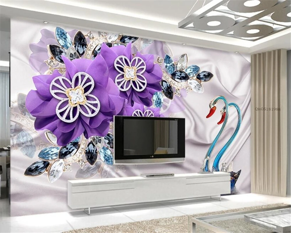 Beibehang Custom wallpaper 3d luxury swan purple flower jewelry TV background wall living room bedroom background 3d wallpaper
Beibehang Custom wallpaper 3d luxury swan purple flower jewelry TV background wall living room bedroom background 3d wallpaper