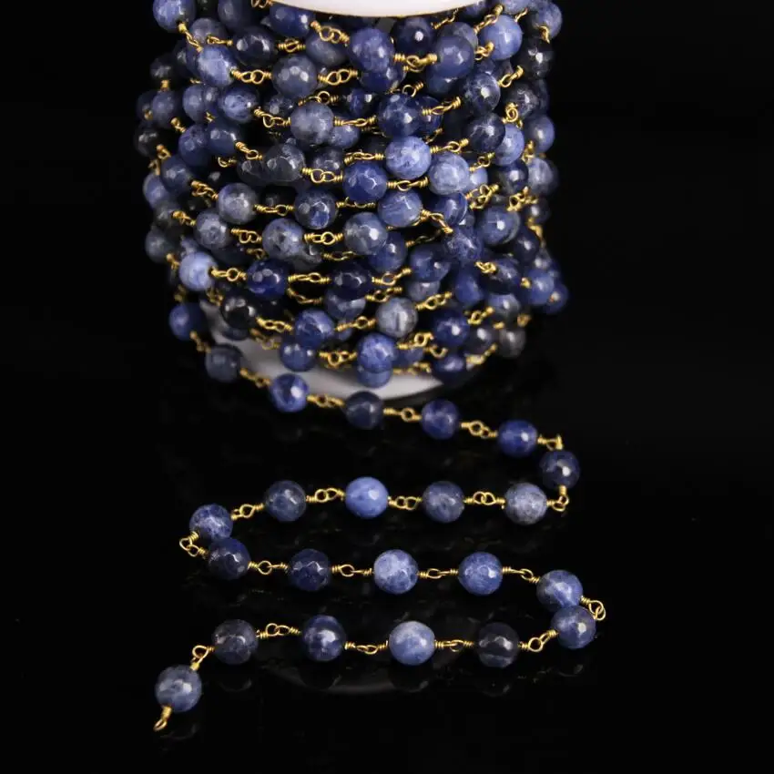 8mm Blue Sodalite Faceted Round beads Rosary Chain,Natural Gems Stone beads Link Brass Wire Wrapped Chain Bracelet Necklaces
8mm Blue Sodalite Faceted Round beads Rosary Chain,Natural Gems Stone beads Link Brass Wire Wrapped Chain Bracelet Necklaces
