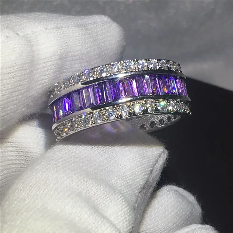 Trendy ring White Gold Filled Engagement Wedding Band Rings for women Princess cut Purple AAAAA zircon cz Female Finger Jewelry
Trendy ring White Gold Filled Engagement Wedding Band Rings for women Princess cut Purple AAAAA zircon cz Female Finger Jewelry