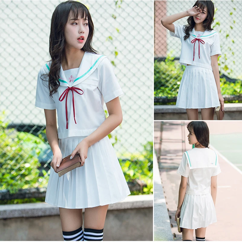 Spring Hot Cheerleader Uniform Lovely White Shirt Blue Skirt Sets Cute Girls School Uniform Middle High School Student Clothes
Spring Hot Cheerleader Uniform Lovely White Shirt Blue Skirt Sets Cute Girls School Uniform Middle High School Student Clothes