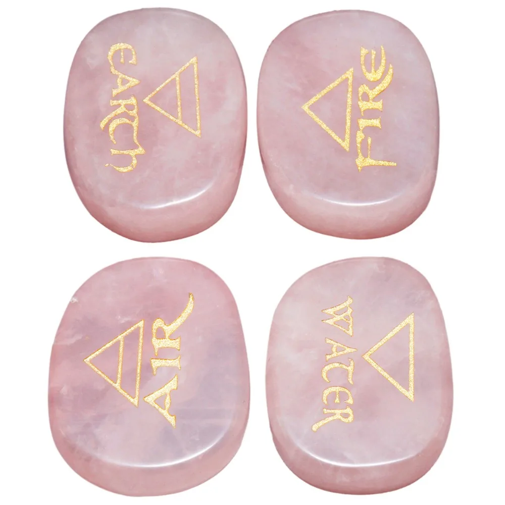 TUMBEELLUWA 1Set (4Pc) Natural Pink Quartz Palm Stone Engraved Element Symbols Healing Crystal Reiki Air Water Fire Earth
TUMBEELLUWA 1Set (4Pc) Natural Pink Quartz Palm Stone Engraved Element Symbols Healing Crystal Reiki Air Water Fire Earth