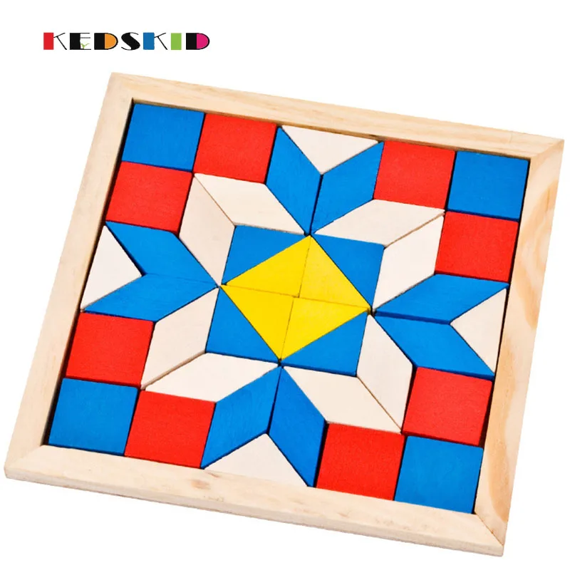 Wooden Diamond Triangle jigsaw puzzle Children Mental Development Educational Toys for Kids | Игрушки и хобби