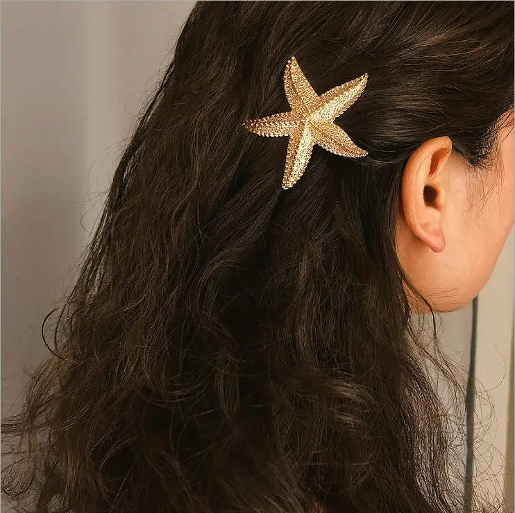 Фото Металлическая заколка для волос с Луной морской звездой тиара - купить
