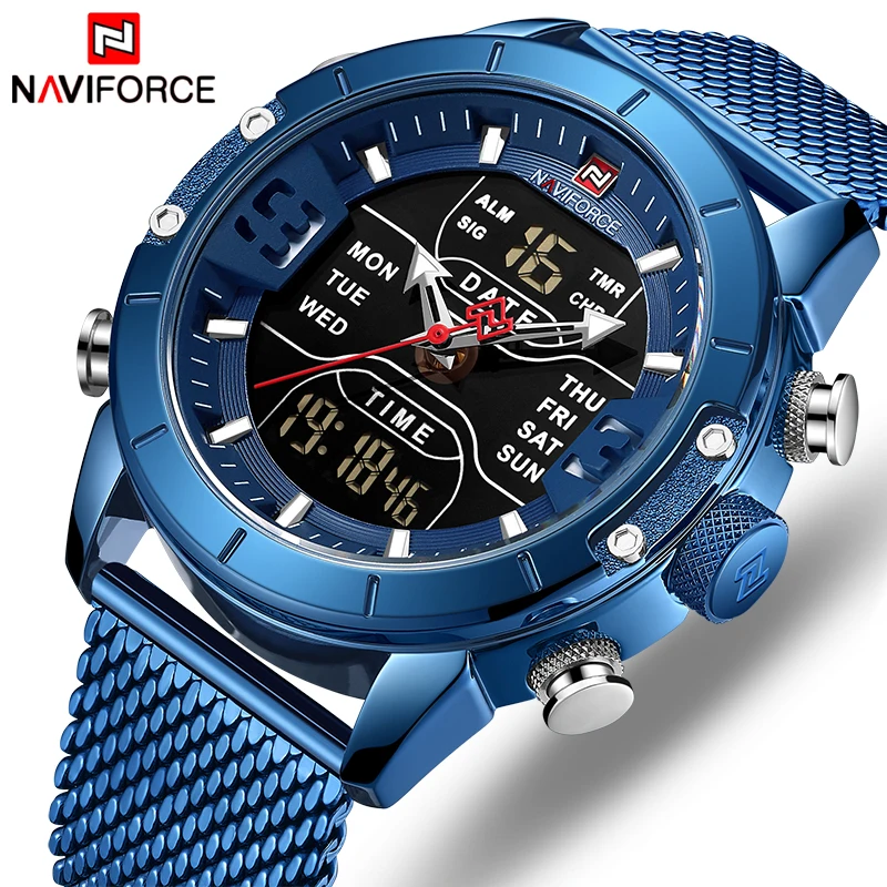 

NAVIFORCE Watch Men Mesh belt Military Watch 30m Waterproof Wristwatch LED Quartz Clock Sport Watch Male Relogios Masculino