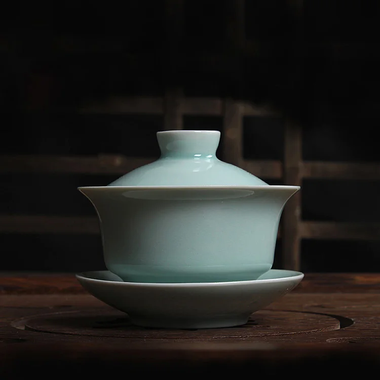 Longquan Celadon Gaiwan чайная чашка фарфоровый чайный сервиз трещины глазурь горшок