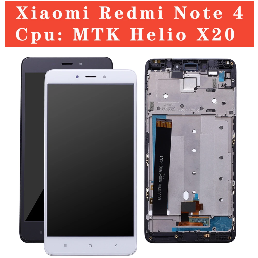 ЖК дисплей с сенсорным экраном и дигитайзером в сборе рамкой для Xiaomi Redmi Note 4 4X MTK