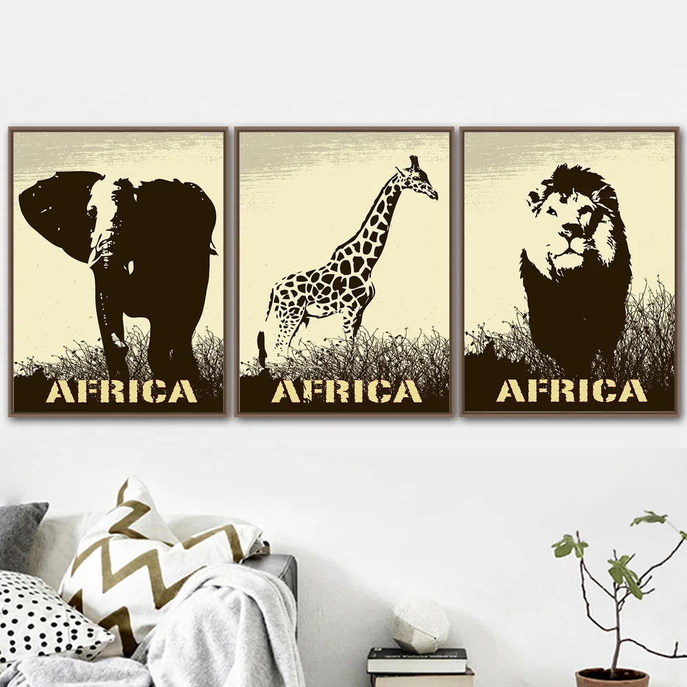 Elephant Giraffe Lion Animal Poster Vintage Nordic Poster And Prints Wall Art Canvas Painting Wall Picture For Living Room Decor
Elephant Giraffe Lion Animal Poster Vintage Nordic Poster And Prints Wall Art Canvas Painting Wall Picture For Living Room Decor