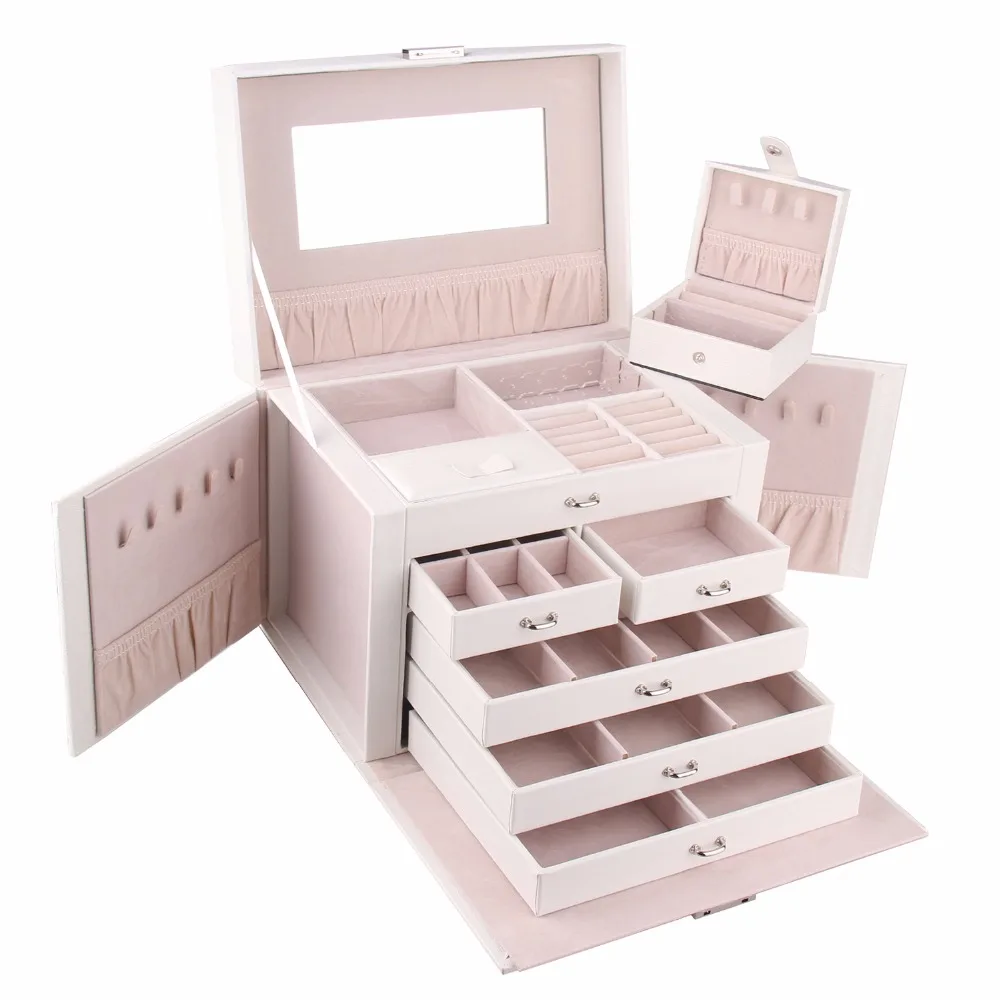 White Extra Large Jewellery Box Gift Necklace Ring Earings Container Fashion Storage Case Mirror Faux Leather Organizer 2 Styles
White Extra Large Jewellery Box Gift Necklace Ring Earings Container Fashion Storage Case Mirror Faux Leather Organizer 2 Styles