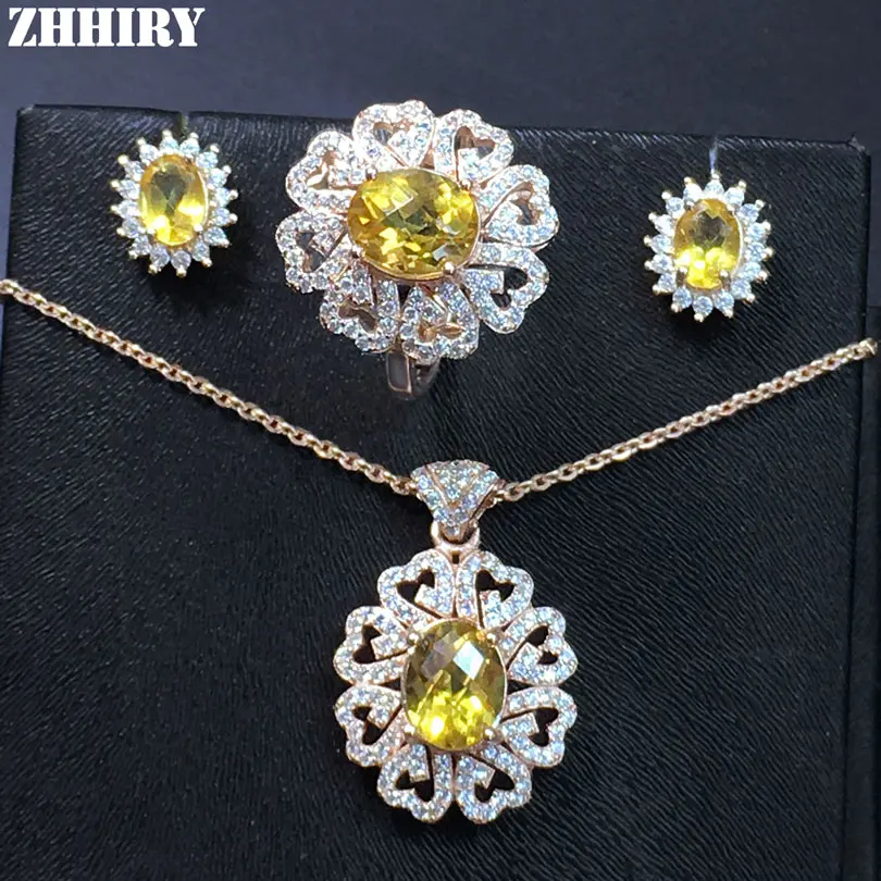 ZHHIRY Genuine Gems Jewelry Sets Natural Citrine Actual 925 Solid Sterling Silver Women Necklace Earrings Ring
ZHHIRY Genuine Gems Jewelry Sets Natural Citrine Actual 925 Solid Sterling Silver Women Necklace Earrings Ring
