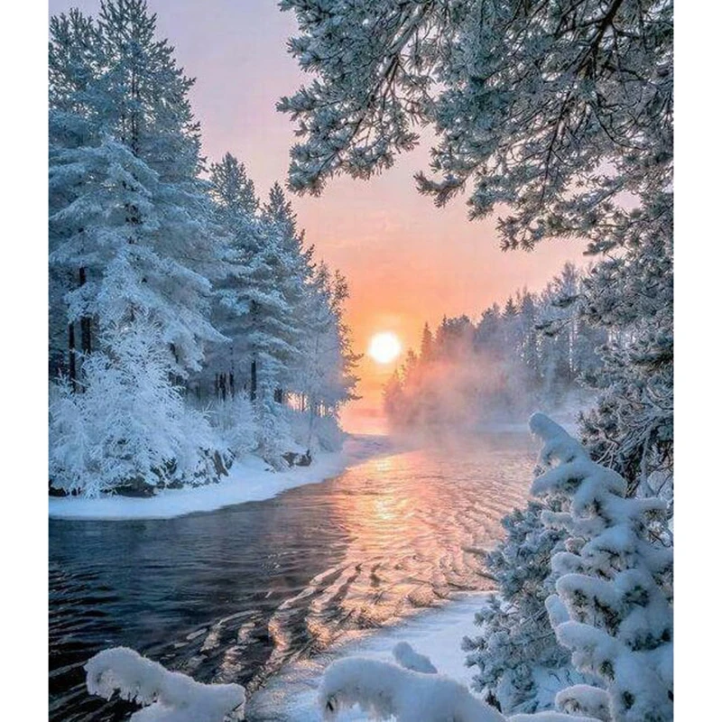 5D алмазная вышивка Снежные пейзажи Вышивка крестом сделай сам Алмазная картина