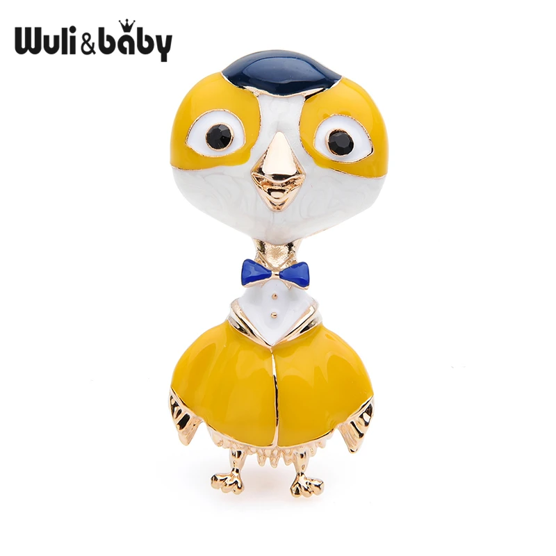 Wuli&baby Yellow Black Enamel Duck Brooches Lovely Animal Alloy Party Brooch Pins Children's Gifts |