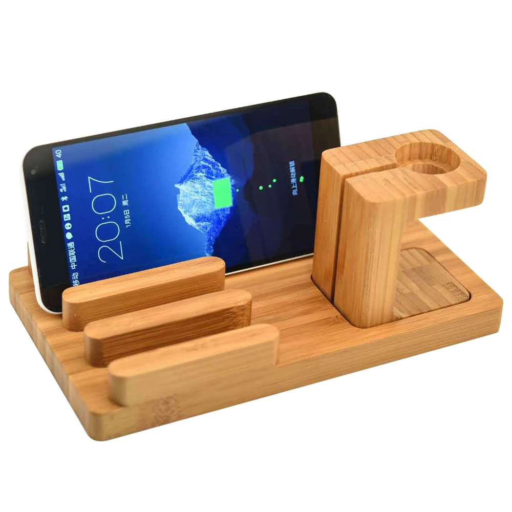 Зарядная док-станция бамбуковое дерево 4 USB-порта для Apple Watch iPhone iPad iPod Samsung Xiaomi |