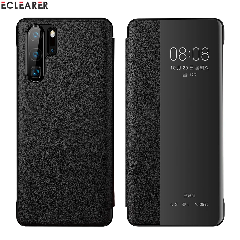 Винтаж натуральная кожа Авто Wake & Sleep чехол для huawei P30/P30 про тонкий полная защита