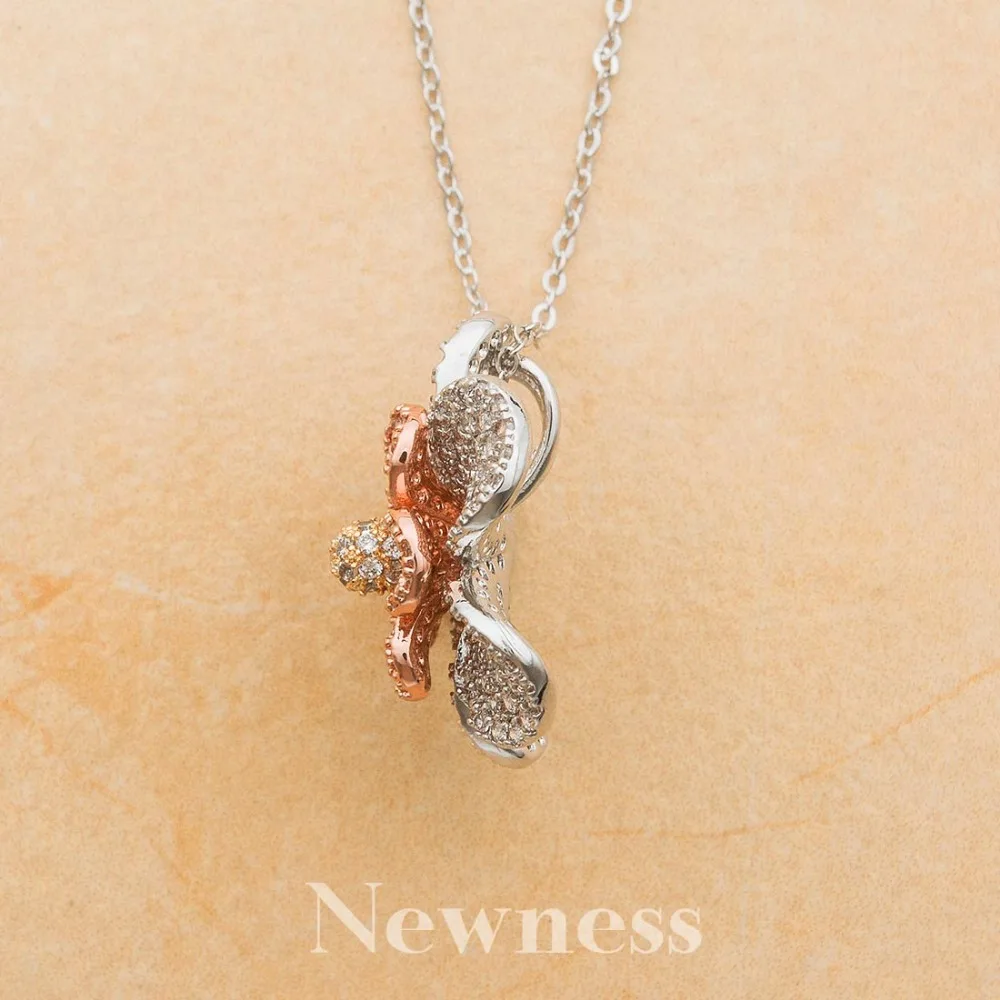 Newness Blooming Flower Pendant Necklace High Quality Cubic Zircon 3 Tones Fashion Flower Brass Bijouterie Gift For Women
Newness Blooming Flower Pendant Necklace High Quality Cubic Zircon 3 Tones Fashion Flower Brass Bijouterie Gift For Women
