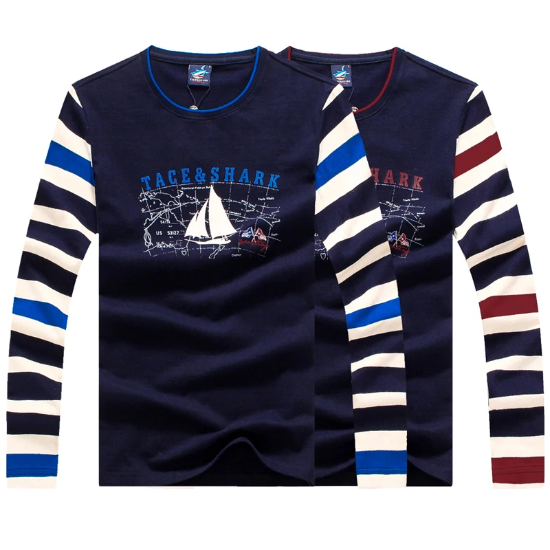 TACE&SHARK T-Shirt men 2018 launching o neck comfort striped color sleeve fitness gentleman clothing M-3XL free shipping 
TACE&SHARK T-Shirt men 2018 launching o neck comfort striped color sleeve fitness gentleman clothing M-3XL free shipping