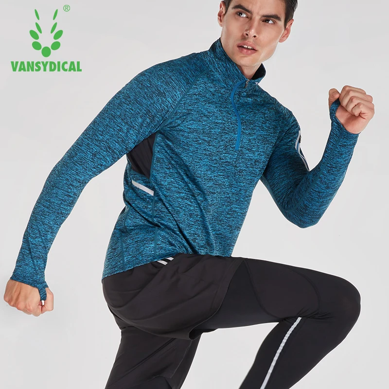 Vansydical Мужская спортивная куртка с длинным рукавом трико для бега рубашка