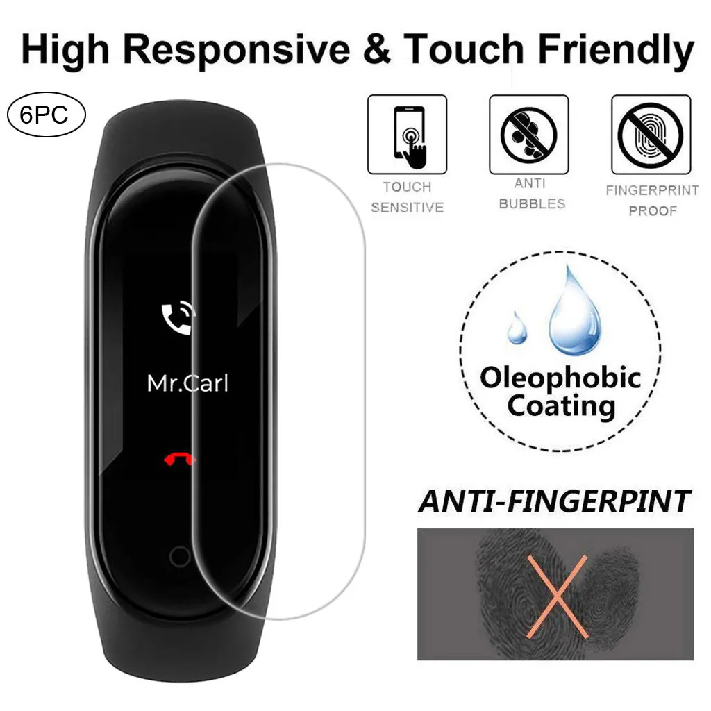 6 шт. Гидрогелевая Защитная пленка для экрана Xiaomi Mi Band 4 | Электроника