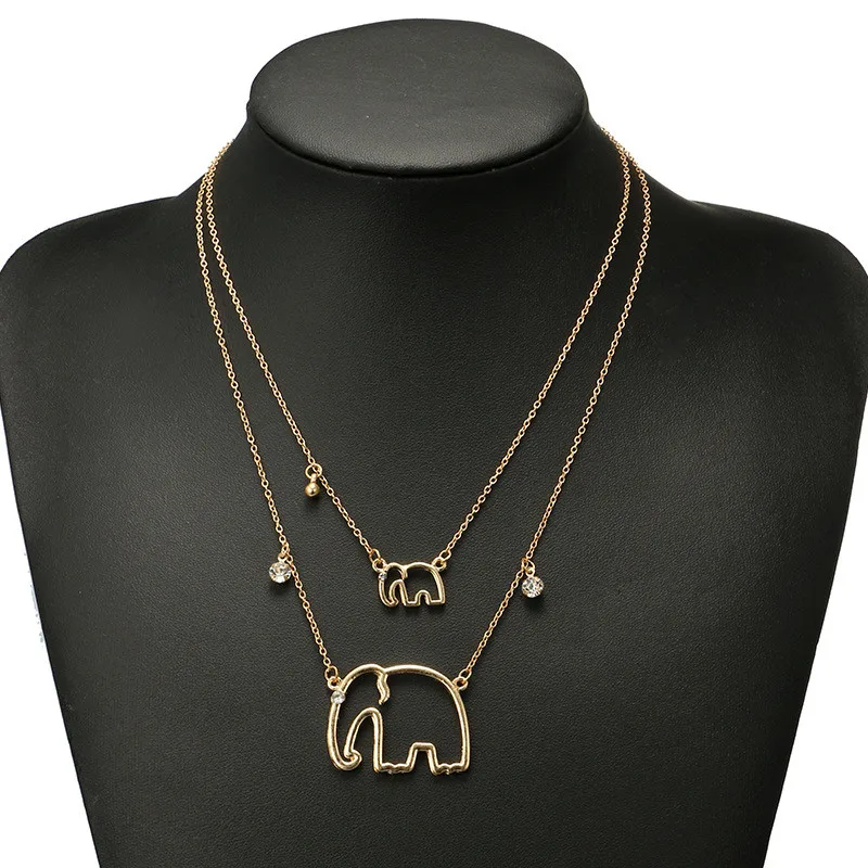 Cute Double-Layer Elephants Round Crystal Pendant Necklace For Women Chain Gold Color Necklace Wedding Party Gift
Cute Double-Layer Elephants Round Crystal Pendant Necklace For Women Chain Gold Color Necklace Wedding Party Gift