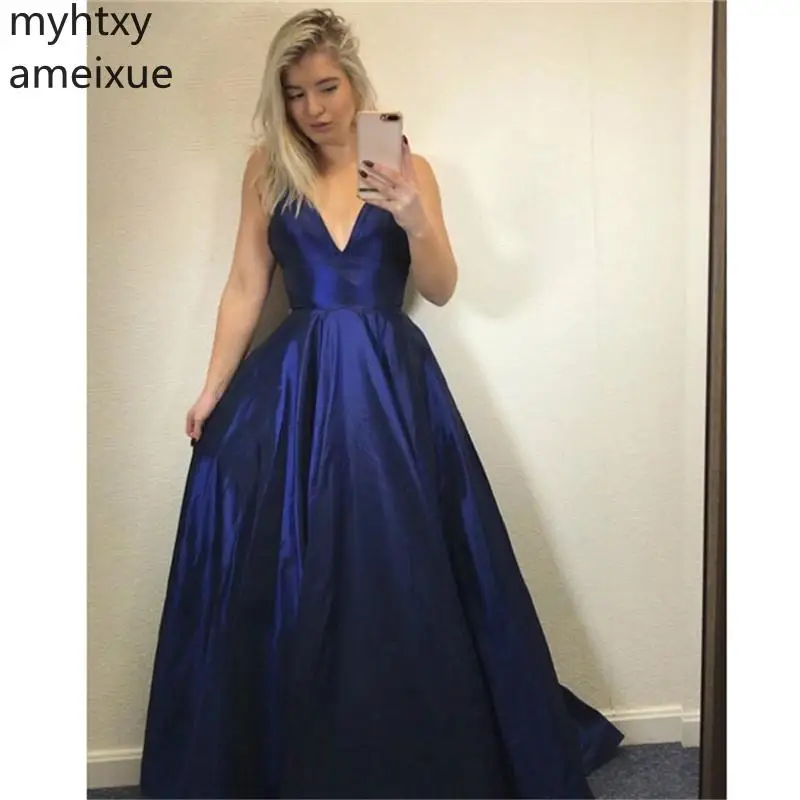 New Navy Backless V-neck Spaghetti Straps Prom Gown Floor Length Satin Plus Size Evening Gonw Dresses For Women 2021 Open Back
New Navy Backless V-neck Spaghetti Straps Prom Gown Floor Length Satin Plus Size Evening Gonw Dresses For Women 2021 Open Back