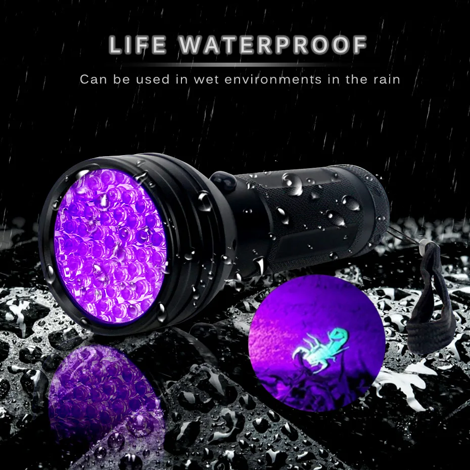 Waterproof Antislip 395nm Ultraviolet LED Torch Lamp AA Battery Flashlight Blacklight UV Light for Scorpion Pet Urine Detector
Waterproof Antislip 395nm Ultraviolet LED Torch Lamp AA Battery Flashlight Blacklight UV Light for Scorpion Pet Urine Detector