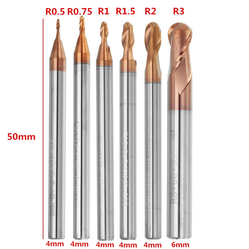 DANIU Brand New R0.5-3mm 2 Flutes Ball Nose HRC58 AlTiN Coating End Mill Cutter Tungsten Carbide For CNC Tool
DANIU Brand New R0.5-3mm 2 Flutes Ball Nose HRC58 AlTiN Coating End Mill Cutter Tungsten Carbide For CNC Tool