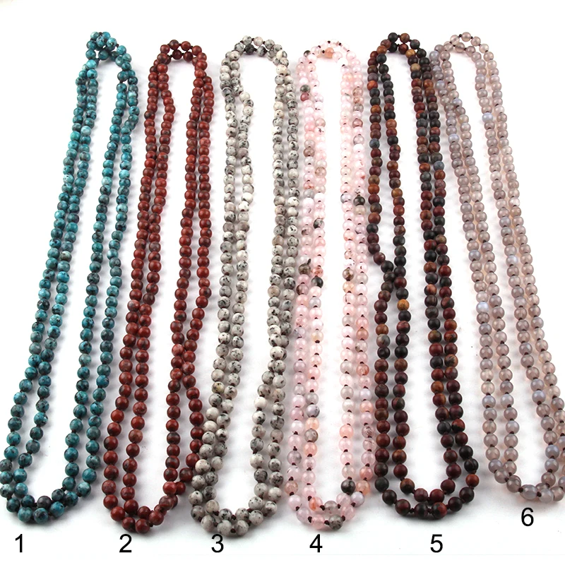 Fashion Bohemian Jewelry 150cm 6mm Semi Precious Stones Beads long Knotted Necklaces
Fashion Bohemian Jewelry 150cm 6mm Semi Precious Stones Beads long Knotted Necklaces