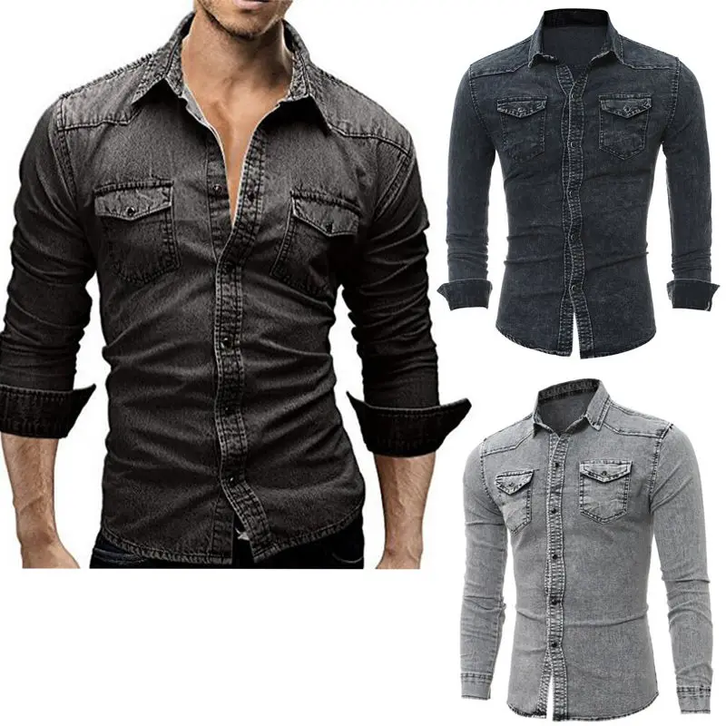 Fashion Men's Casual Long Sleeve Bodycon Wash Vintage Slim Fit Denim Jeans Blouse Shirts Tops Man Streetwear Outfits Clothes
Fashion Men's Casual Long Sleeve Bodycon Wash Vintage Slim Fit Denim Jeans Blouse Shirts Tops Man Streetwear Outfits Clothes