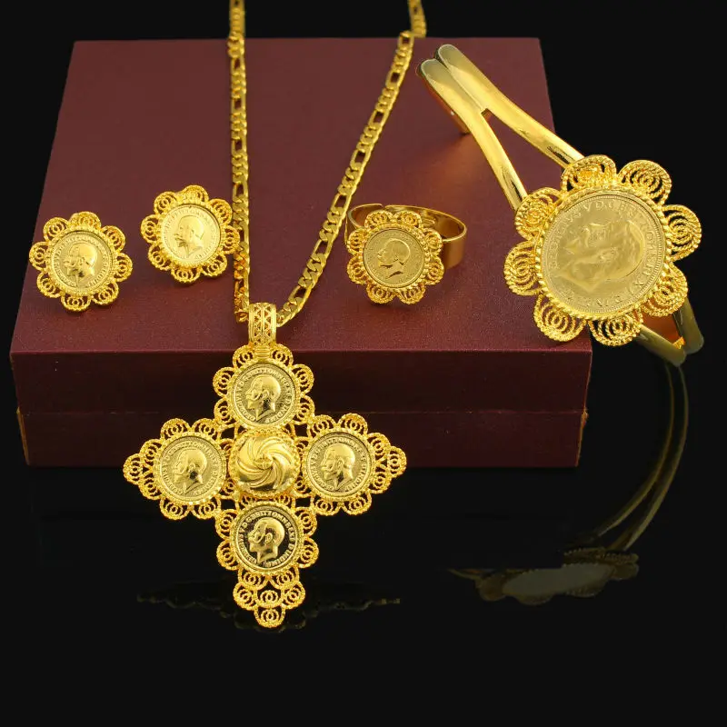 5 шт. Женский комплект ювелирных украшений в эфиопском стиле|habesha jewelry|wedding jewelry