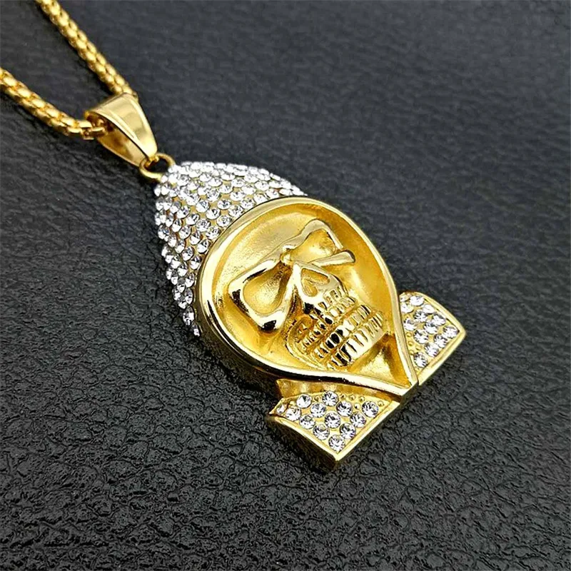 Hip Hop Stainless Steel Iced Out Pave Cubic Zirconia Skull Skeleton Pendant With Chains Gold Color Hip Hop Necklace Jewelry
Hip Hop Stainless Steel Iced Out Pave Cubic Zirconia Skull Skeleton Pendant With Chains Gold Color Hip Hop Necklace Jewelry
