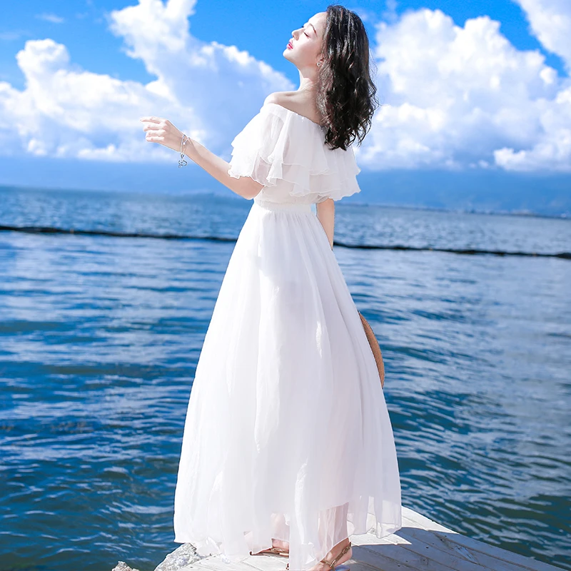 Seaside Holiday Beach Dress Women's One Piece Long Drsss Pure White Tube Top Chiffon Maxi Bohemian Big Swing Summer Dresses
Seaside Holiday Beach Dress Women's One Piece Long Drsss Pure White Tube Top Chiffon Maxi Bohemian Big Swing Summer Dresses