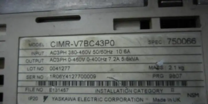 Инвертор CIMR-V7BC43P0 3 кВт 380 В, б/у один, внешний вид 90% новый, 3 месяцев гарантии, быстрая доставка
Инвертор CIMR-V7BC43P0 3 кВт 380 В, б/у один, внешний вид 90% новый, 3 месяцев гарантии, быстрая доставка