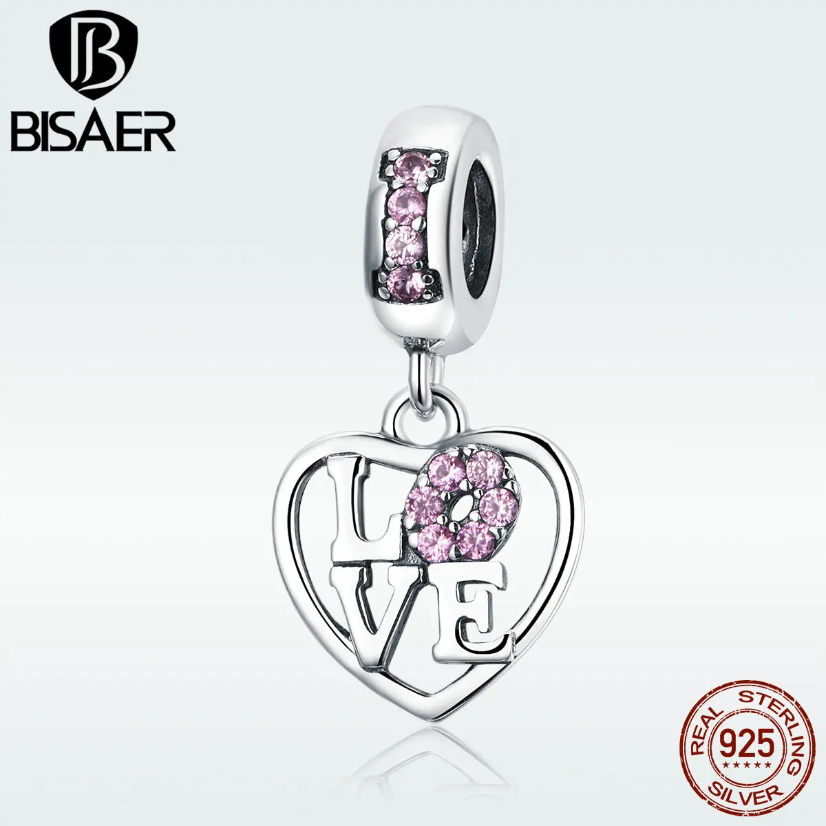 BISAER Valentines 925 Sterling Silver LOVE Heart Shape Pink Zircon Charms Beads fit Women Bracelets Jewelry Making ECC1044
BISAER Valentines 925 Sterling Silver LOVE Heart Shape Pink Zircon Charms Beads fit Women Bracelets Jewelry Making ECC1044
