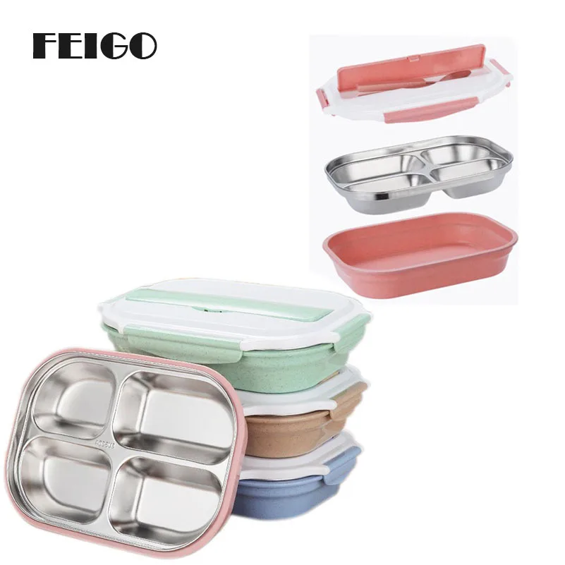 FEIGO 1 Pcs Kids Bento Box Stainless Steel 3 layer/4 Grid With Lid+Chopsticks+Spoon Microwave Food Box Bento Dinnerware Set F567
FEIGO 1 Pcs Kids Bento Box Stainless Steel 3 layer/4 Grid With Lid+Chopsticks+Spoon Microwave Food Box Bento Dinnerware Set F567
