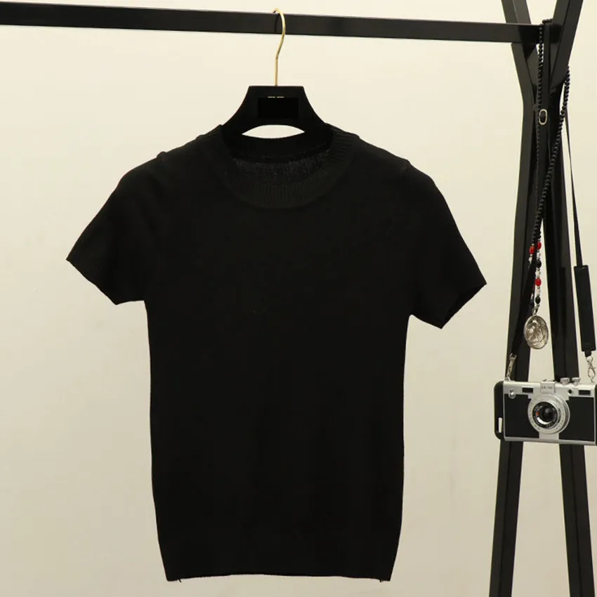 2021 Spring Summer Knitted Top Tees Women O-Neck Short Sleeve Thin Crop Tops Ladies Fitness Slim Tee Shirt Femme Knitwear
2021 Spring Summer Knitted Top Tees Women O-Neck Short Sleeve Thin Crop Tops Ladies Fitness Slim Tee Shirt Femme Knitwear