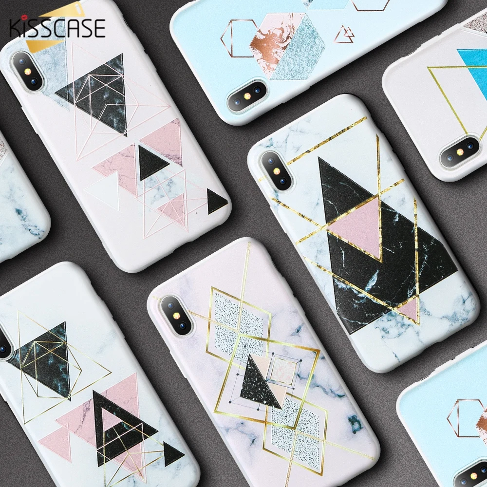 KISSCASE силиконовый чехол для Samsung Galaxy S8 S9 плюс треугольная Геометрия Мрамор A7 A6 A5 J3 J5