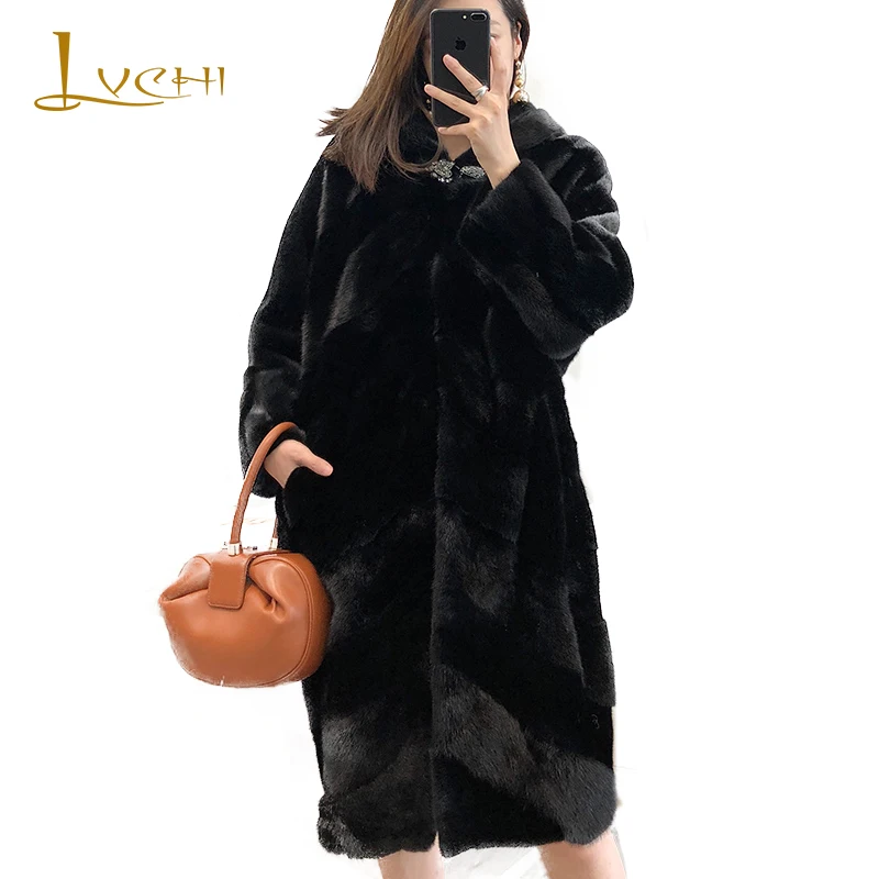 LVCHI Winter 2019 Import Real Mink Coat Women's Soft Warm Mink Coat With Fur Hood Striped Full Batwing Sleeve X-Long Mink Coats
LVCHI Winter 2019 Import Real Mink Coat Women's Soft Warm Mink Coat With Fur Hood Striped Full Batwing Sleeve X-Long Mink Coats