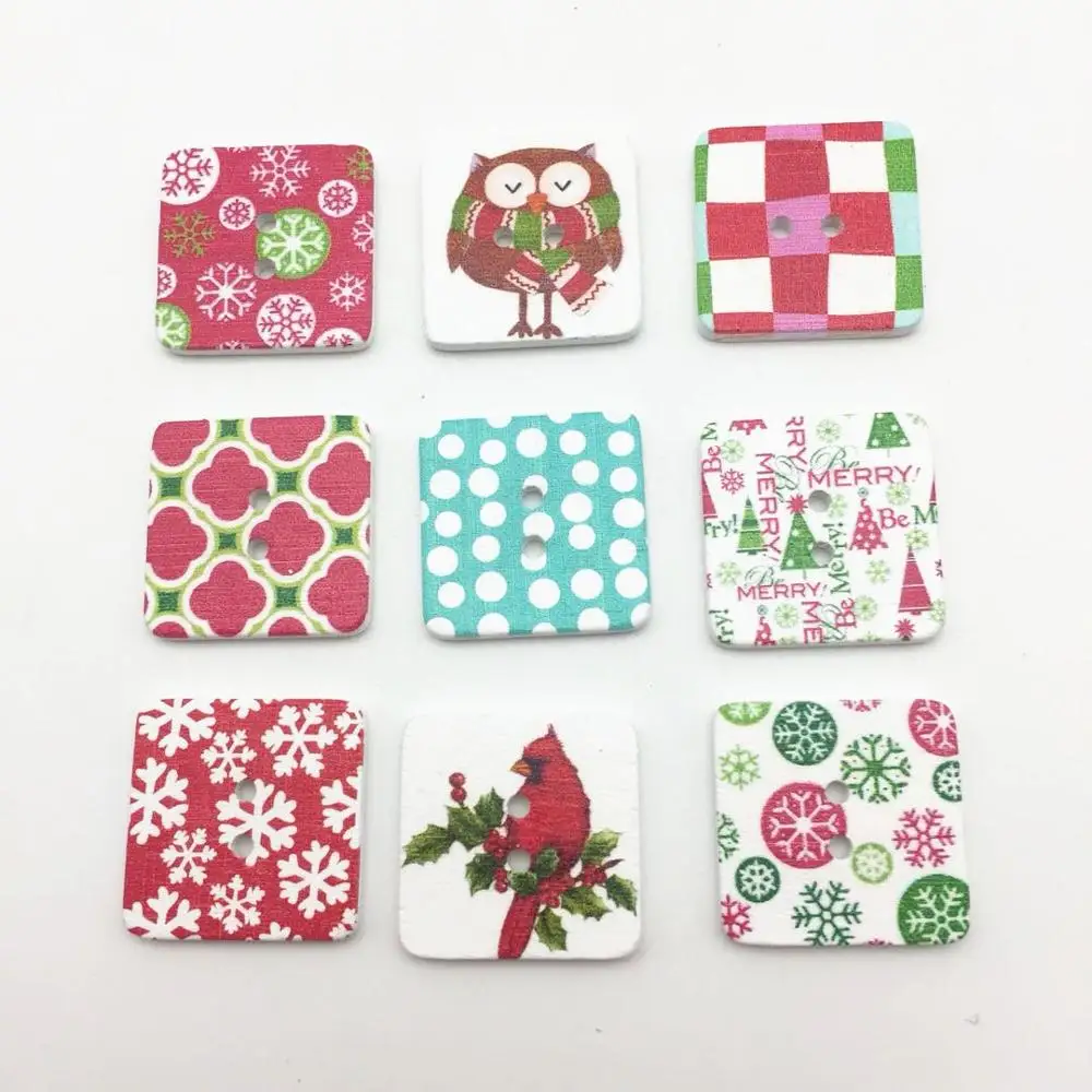 300pcs 25mm Christmas Buttons Square Shaped 2-Hole Snowflake Floral Bird Button Embellishments For Scrapbooking
300pcs 25mm Christmas Buttons Square Shaped 2-Hole Snowflake Floral Bird Button Embellishments For Scrapbooking