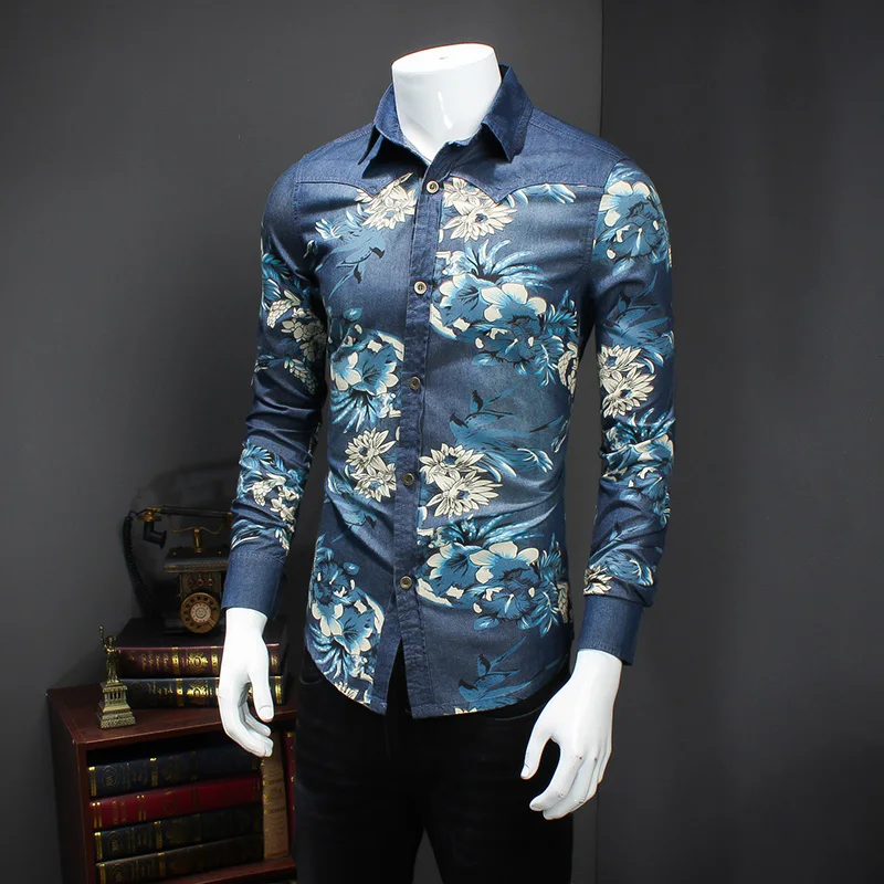 Brand Clothing Floral Denim Shirt Men Fashion Nice New Long Sleeve Jeans Shirts Male Slim Fit Casual Men Shirt Men Clothes 5XL
Brand Clothing Floral Denim Shirt Men Fashion Nice New Long Sleeve Jeans Shirts Male Slim Fit Casual Men Shirt Men Clothes 5XL