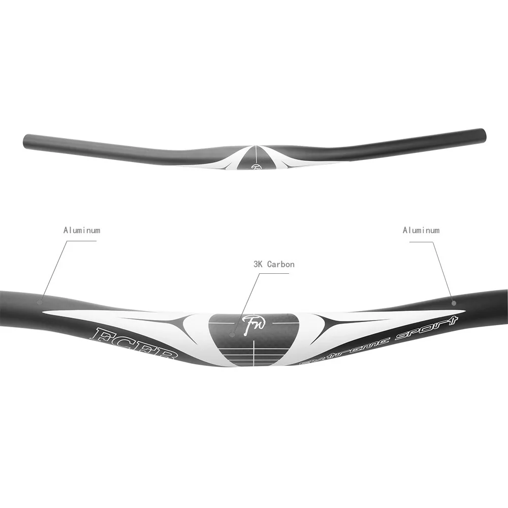 FCFB Aluminum carbon MTB Handlebar Extreme sports car handle mountain bike Flat rise bar 31.8*620/660mm matt black 190g
FCFB Aluminum carbon MTB Handlebar Extreme sports car handle mountain bike Flat rise bar 31.8*620/660mm matt black 190g