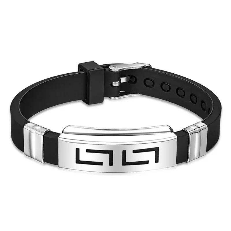 Explosion models Fashion Wristband black Punk Rubber Silicone Stainless Steel Men Bracelets Bangles pulseras hombre caucho
Explosion models Fashion Wristband black Punk Rubber Silicone Stainless Steel Men Bracelets Bangles pulseras hombre caucho