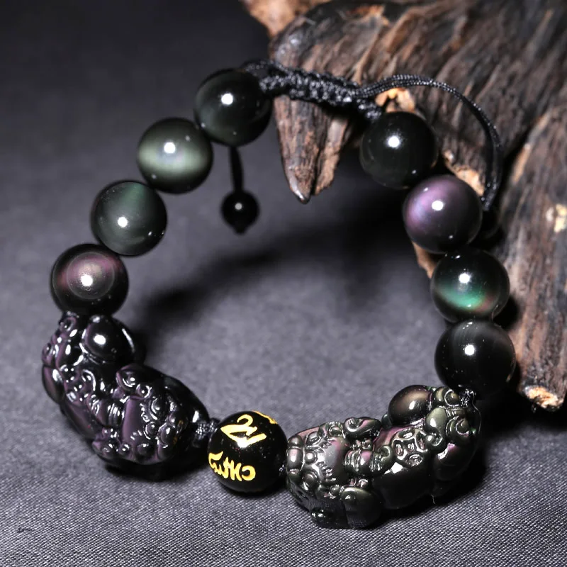 Jewelry Bracelet Natural Obsidian Double Pixiu Rope Chain Beaded Bracelet Wealth Pixiu Dragon Adjustment Bracelet only two pixiu
Jewelry Bracelet Natural Obsidian Double Pixiu Rope Chain Beaded Bracelet Wealth Pixiu Dragon Adjustment Bracelet only two pixiu