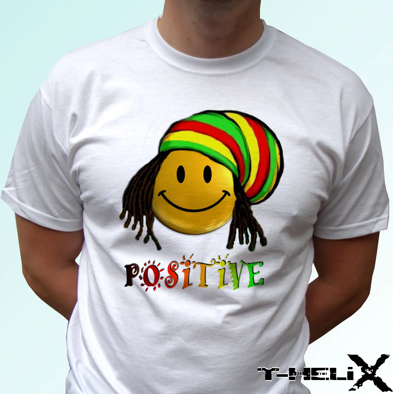 Положительная белая футболка rasta smile топ регги мужская женская детская для