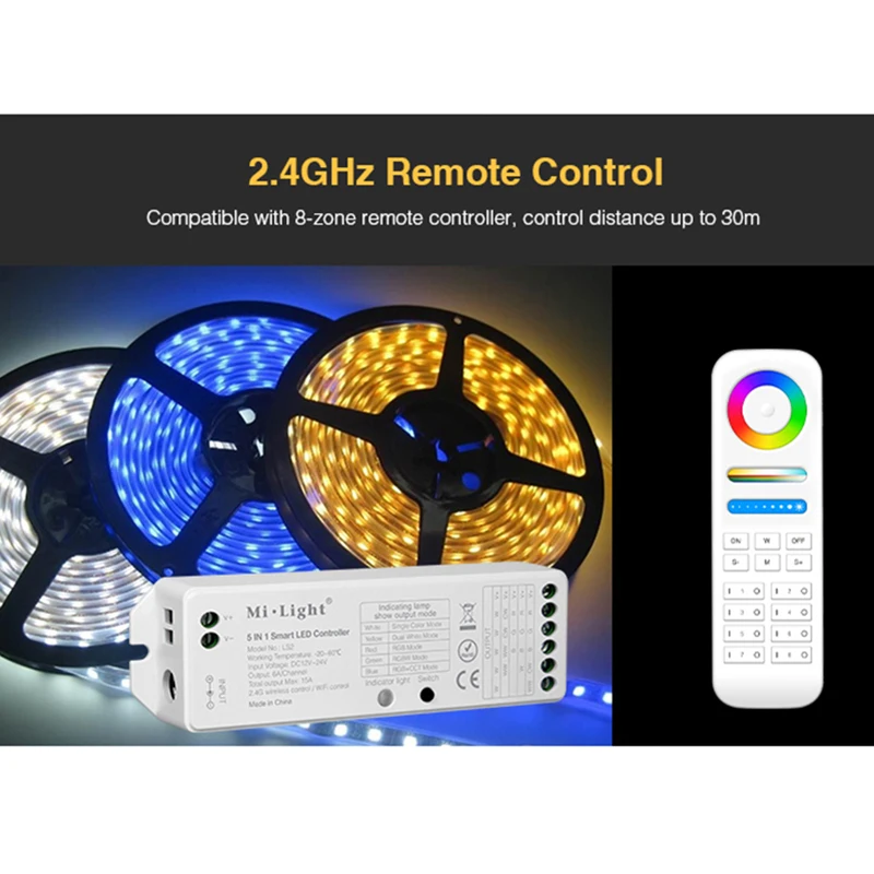Milight LS2 2 4G беспроводной 5 в 1 умный светодиодный контроллер для одноцветного CCT RGB