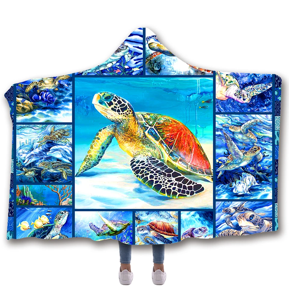 SOFTBATFY Turtle Hooded Blanket Fleece Throw Blanket Dropshipping