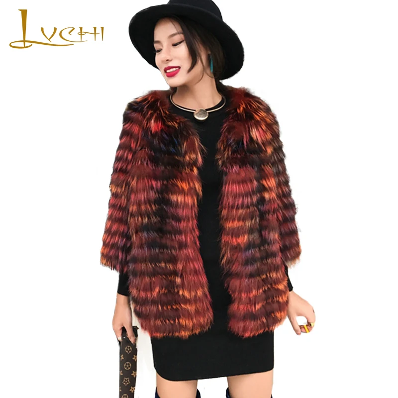LVCHI 2019 Spring Imported Fox Fur Coat Slim O-Neck Fox Fur Coat Women's Striped Medium Causal Slim Contrast Color Fox Fur Coats
LVCHI 2019 Spring Imported Fox Fur Coat Slim O-Neck Fox Fur Coat Women's Striped Medium Causal Slim Contrast Color Fox Fur Coats
